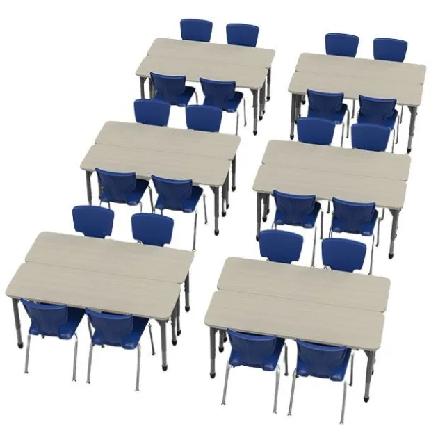 Classroom Set - Premier Rectangle Desks (20" x 60") & Premier Chairs Package