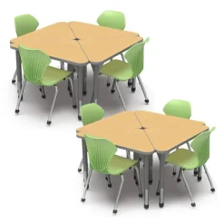 Classroom Set - 8 Premier Triangle Desks & Apex Chairs