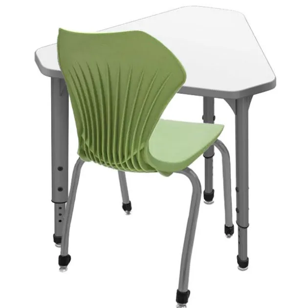 Classroom Set - 6 Single Student Gem Dry Erase Apex Desks & 6 Apex Stack Chairs (18'' 5th-Adult)