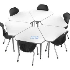 Classroom Set- 24 Single Student Gem Dry Erase Apex Desks & 24 Apex Stack Chairs (18'' H 5th-Adult)