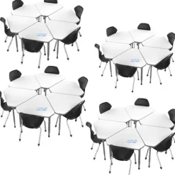 Classroom Set- 24 Single Student Gem Dry Erase Apex Desks & 24 Apex Stack Chairs (18'' H 5th-Adult)