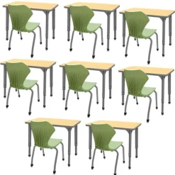 Classroom Set - 8 Single Student Desks & Apex Chairs