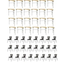 Classroom Set - 24 Stealth Student Desks & Ntersect Chairs