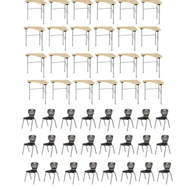 Classroom Set - 24 Stealth Student Desks & Ntersect Chairs