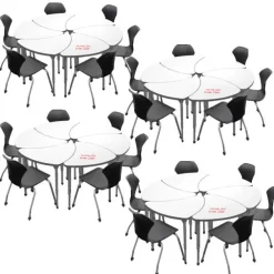 Classroom Set - 24 Student Chevron Dry Erase Apex Desks & 24 Apex Stack Chairs (18'' H -5th-Adult)
