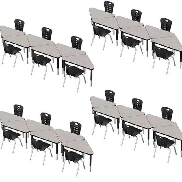 Classroom Set - 24 Triangle Synergy Student Desks and Stack Chairs