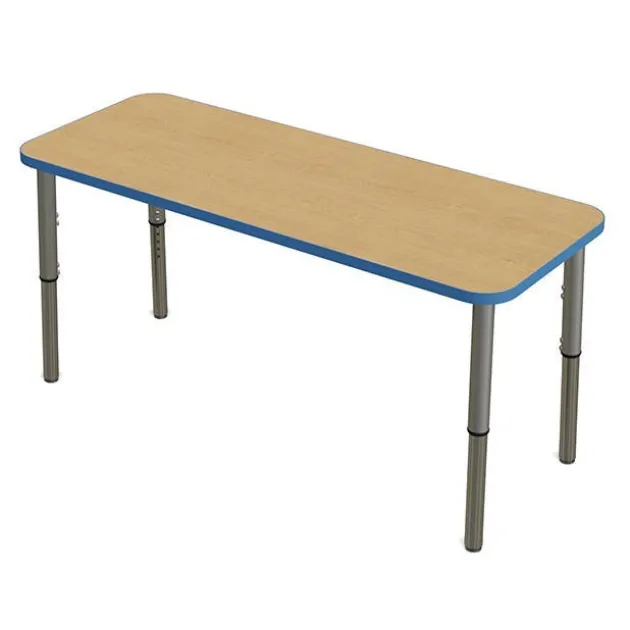 Classroom Set - 6 Two-Student Rectangle Synergy Desks with 12 Stack Chairs