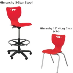 Complete Classroom Package - Teacher Station + 34 Porcelain Dry Erase Shape Desks & Chairs