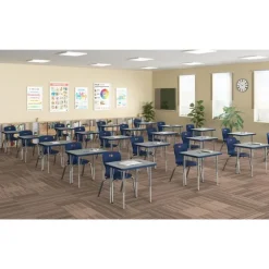 Corrella Height Adjustable Collaborative Desk Package w/ 6 Rectangle Desks & 6 Chairs