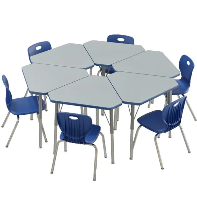 Corrella Height Adjustable Collaborative Desk Package w/ 6 Diamond Desks & 6 Chairs