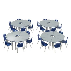 Corrella Height Adjustable Collaborative Desk Package w/ 24 Diamond Desks & 24 Chairs