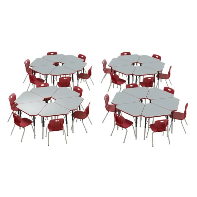 Corrella Height Adjustable Collaborative Desk Package w/ 24 Diamond Desks & 24 Chairs