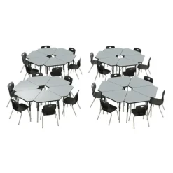 Corrella Height Adjustable Collaborative Desk Package w/ 24 Diamond Desks & 24 Chairs