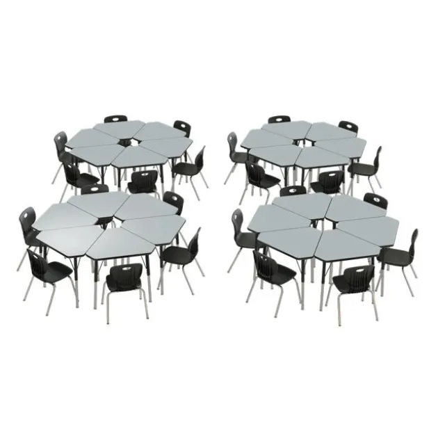 Corrella Height Adjustable Collaborative Desk Package w/ 24 Diamond Desks & 24 Chairs
