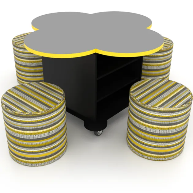 Creation Cube Storage Table with Perch Circle Soft Seating Package - Clover