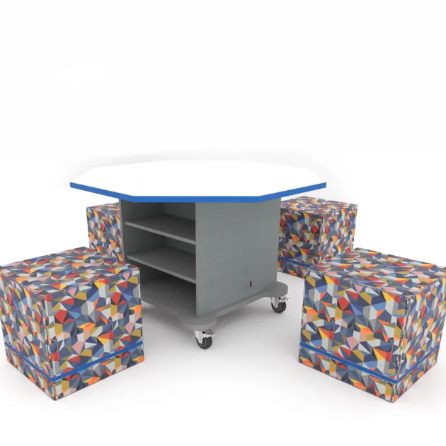 Creation Cube Storage Table with Perch Square Soft Seating Package - Octagon