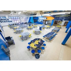 Customizable Mobile Cafeteria Table with Stools (60" Round)