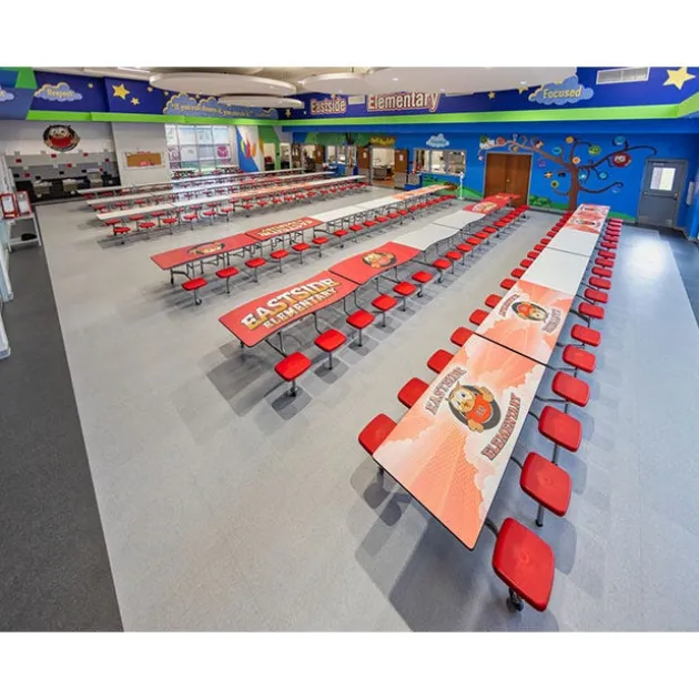 Customizable Mobile Stool Cafeteria Table - 12 Stools (10' L)