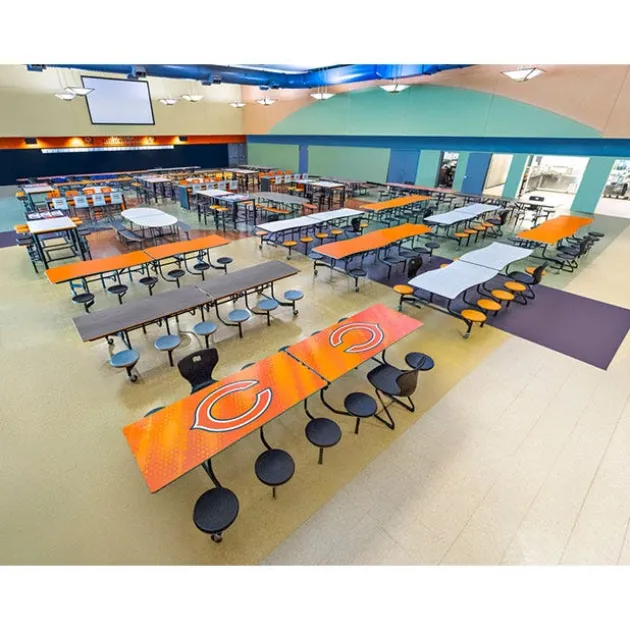 Customizable Mobile Stool Cafeteria Table - 12 Stools (10' L)