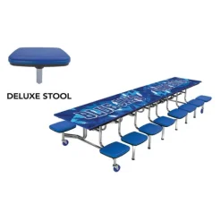 Customizable Mobile Stool Cafeteria Table - 16 Stools (12' L)
