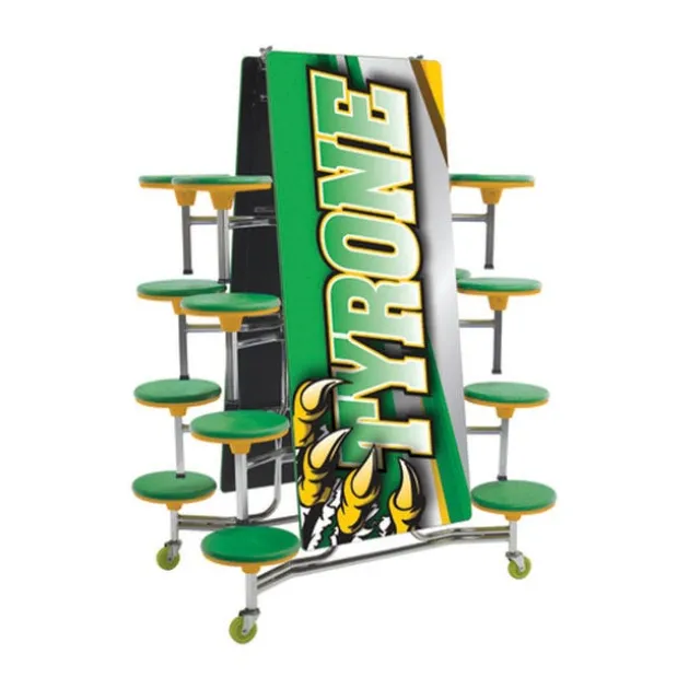 Customizable Mobile Stool Cafeteria Table - 16 Stools (12' L)