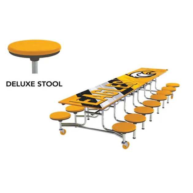 Customizable Mobile Stool Cafeteria Table - 16 Stools (12' L)