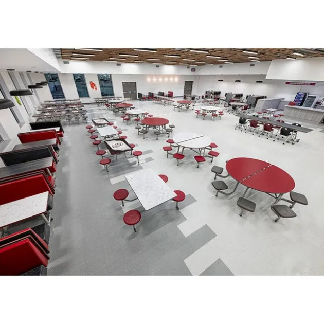 Customizable Mobile Stool Cafeteria Table - 4 Stools (4' L)