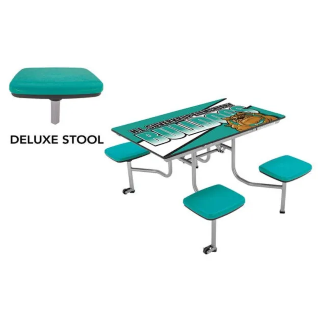 Customizable Mobile Stool Cafeteria Table - 4 Stools (4' L)