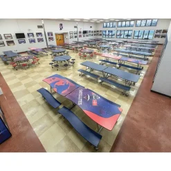 Customizable Ocean Wave Top Mobile Bench Cafeteria Table (12' L)