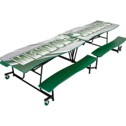 Customizable Ocean Wave Top Mobile Bench Cafeteria Table (12' L)
