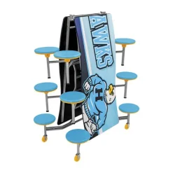 Customizable Ocean Wave Top Mobile Stool Cafeteria Table - 12 Stools (12' L)