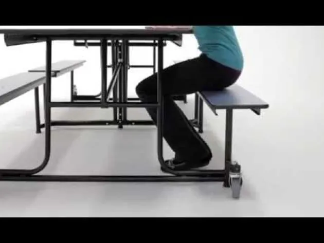 Customizable Ocean Wave Top Mobile Bench Cafeteria Table (10' L)