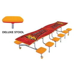 Customizable Ocean Wave Top Mobile Stool Cafeteria Table - 12 Stools (10' L)