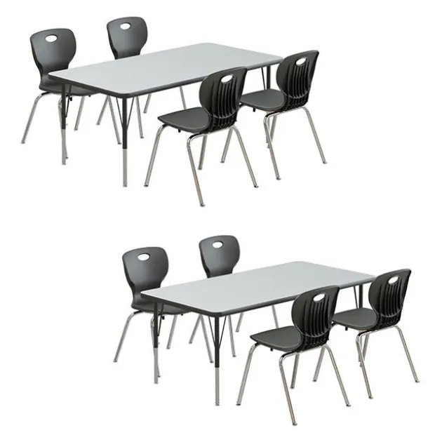 Deluxe HPL Activity Table & Classroom Student Chair Package (30" x 60" Rectangle - 2 Tables & 8 Chairs)