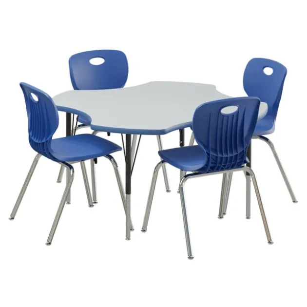 Deluxe HPL Activity Table & Classroom Student Chair Package (48" Clover - 1 Table & 4 Chairs)