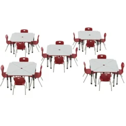 Deluxe HPL Height Adjustable Collaborative Desk Package w/ 20 Wing Desks & 20 Chairs
