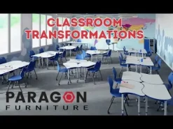 3 Desks 6 Chairs A&D Adjustable Wedge Student Desks with Ready Stack Chairs Package