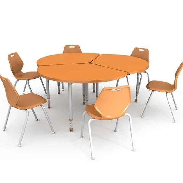 3 Desks 6 Chairs A&D Adjustable Wedge Student Desks with Ready Stack Chairs Package