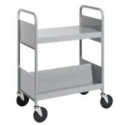 Double-Sided Book Truck w/ Sloping & Flat Top Shelves - 38