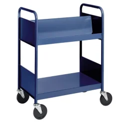 Double-Sided Book Truck w/ Sloping & Flat Shelves - 38"H