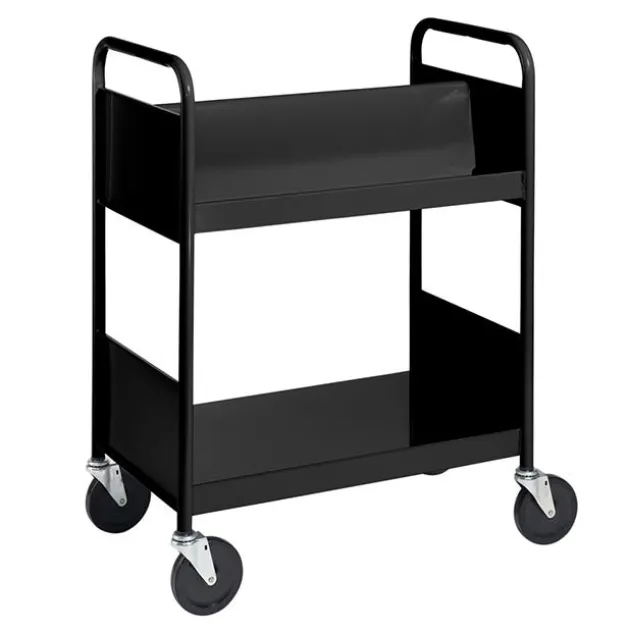 Double-Sided Book Truck w/ Sloping & Flat Shelves - 38"H