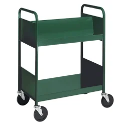 Double-Sided Book Truck w/ Sloping & Flat Shelves - 38