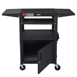 Drop Leaf Steel Computer Workstation With Keyboard Tray & Cabinet