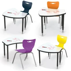 Dry Erase Small Shapes Desk & Hierarchy 4-Leg Chair (18'' H) Package