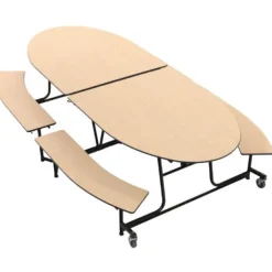 Elliptical Mobile Bench Cafeteria Table (10' L)