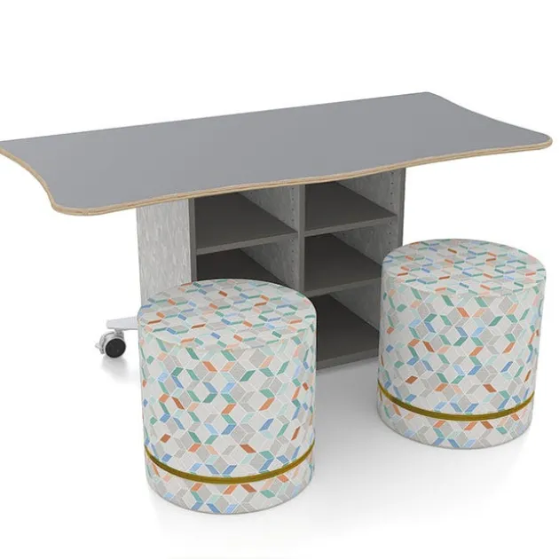 ESTO Inverse Table with Perch Circle Soft Seating Package, Folkstone Hex Finish