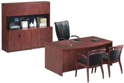 Executive Bow Front Desk w/ Lateral File & Hutch