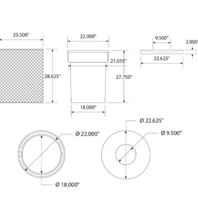 Expanded Metal Trash Receptacle (32 Gallon)