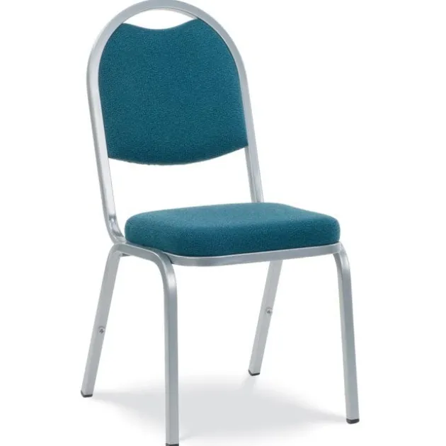 Fabric Padded Stack Chair with Round Back and Crown Seat