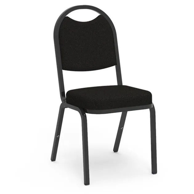 Fabric Padded Stack Chair with Round Back and Crown Seat